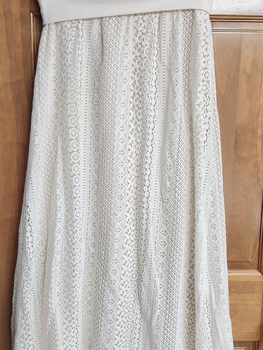Vanity Cream Crochet Lace Maxi Skirt